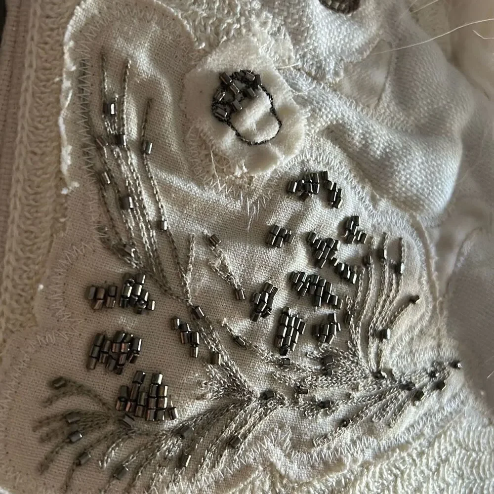 Pottery barn Woodland White Squirrel Christmas Stocking Sequins Faux Fur